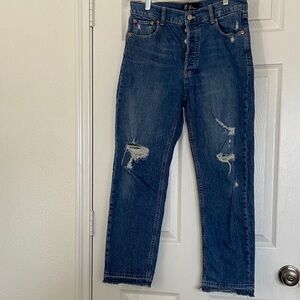 GAP Men's Straight Blue Jeans with Distressed Details